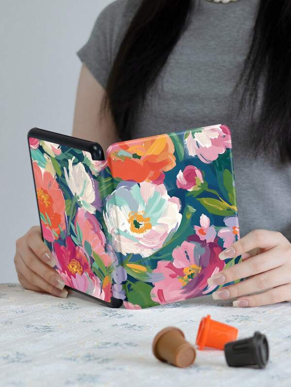 One Piece Kindle Case, Oil Painting Flower Pattern Case For Kindle Paperwhite (12th Gen) Version 2024, Kindle (11th Gen) Version 2021, Kindle (11th Gen) Version 2022, Kindle (10th Gen) Version 2019, Support Auto Wake Up/ Sleep, Four Corners Drop Protection, Lightweight And Convenient. Romantic Gift