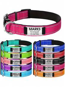 Personalizowana nylonowa obroża dla zwierząt, personalizowana obroża z identyfikatorem dla zwierząt, grawerowana nazwa zwierzaka/telefon, regulowana obroża dla psa, akcesorium dla psa na zewnątrz, odblaskowa świecąca w nocy obroża dla psa, odpowiednia dla średnich i małych psów, ozdobna, grawerowana, stylowa, modna, kolorowa, vintage, słodka, na zamówienie, słodkie, niestandardowe, niepowtarzalne, spersonalizowane, spersonalizowane dla zwierzaka na rocznice, urodziny, artykuły dla zwierząt, akcesoria na Halloween 2025
