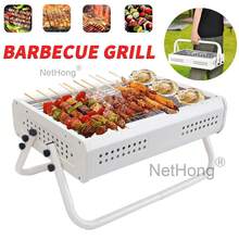 NetHong Compact Folding Portable BBQ Grill With Adjustable Heat – Ideal For Camping & Backyard Cooking - White - View 4