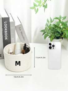 1 pièce/3 pièces Panier de rangement de bureau de couleur unie, paniers tressés en corde pour l'organisation, panier de rangement rond tressé à la main, panier de rangement décoratif de bureau, mini paniers mignons pour cosmétiques, divers, papeterie, bac de rangement de salle de bain (3 pièces = S + M + L) Cadeau de Noël pour les vacances, pour la rentrée scolaire, rangement et organisation