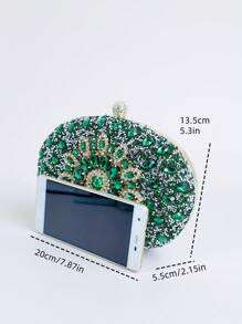 1pc Luxury Silver Glitter Rhinestone Decor Handbag, Small Clutch Purse For Women, Elegant Party Evening Bag With Metal Chain For Formal Wedding Dinner, Ball, Party, Gift