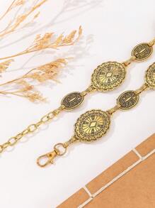 1pc Women's Fashionable Metal Body Jewelry Waist Chain, Vintage Bohemian Style, Suitable For Dresses And Suits