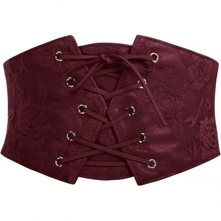 Women's Elastic Stretch Corset Waist Cincher Belt - Fashionable Waist Trainer - Burgundy - View 1
