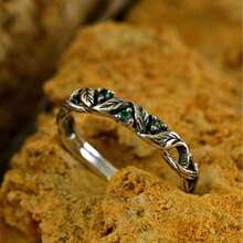 1 套复古情侣哥特式订婚戒指，古董银质分支戒指，男女通用巫师戒指，深色几何指环 - 彩色 - 查看 49