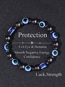 Evil Eye Beaded Bracelet For Protection – Hematite Absorb Negative Energy Spiritual Jewelry For Women Men, Luck & Evil Energy, Courage, Grounding - Multicolor - View 6