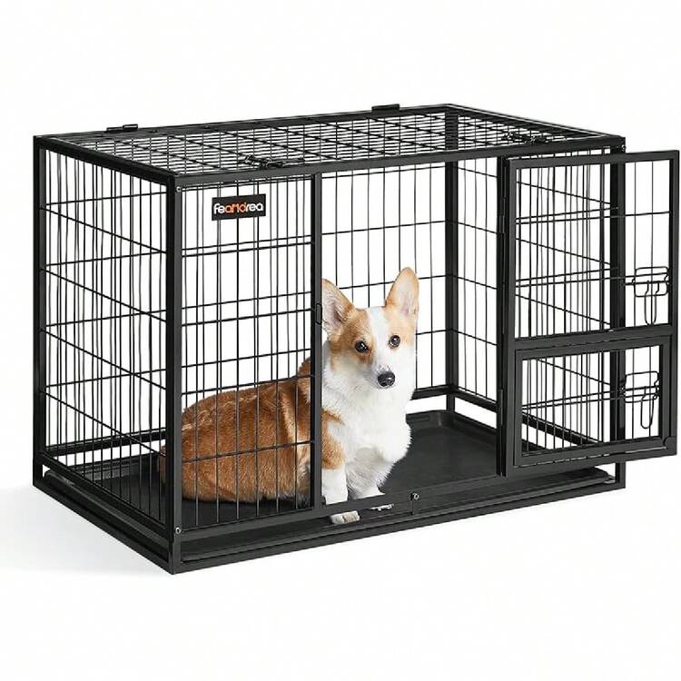 犬 ケージ 大型犬用 ダブルドア付き トレー付き ペットケージ 大型