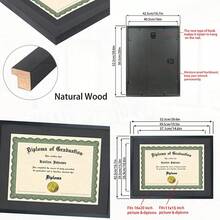 Picture Frame 11x15 Diploma Frame With Black Mat Solid Wood Displays 11x15 Diploma With Black Mat Or 16x20 Inch Without Mat Degree Frame 11x15 Certificate Frames Black LK051115 - 黑色 - 查看 1