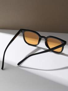 女士复古方形塑料时尚太阳镜，经典款装饰户外旅行沙滩度假休闲日常佩戴夏季防晒遮阳驾驶墨镜防紫外线男士 - 橘色 - 查看 4