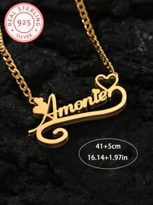 A 925 Silver Custom English Name Double Layer Necklace, Double Layer Name Tag, Personalized Custom Text Pendant, Fashion, Retro, Hipster, Simple, Y2K, Custom Personalized Unique Necklace, Ideal Gift For Him!