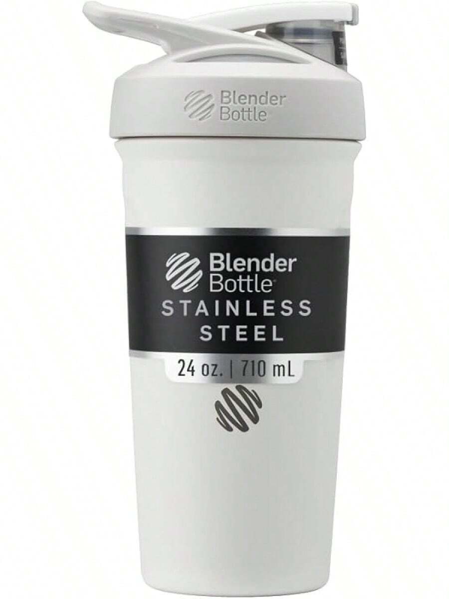 BlenderBottle Strada Shaker Cup Insulated Stainless Steel Bottle With Wire Whisk, 24-Ounce, Black - 白色 - 查看 1