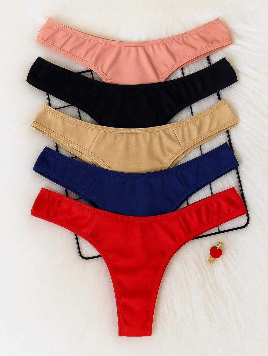 Kit 5 Calcinhas Fio Dental Algodão Casual-Confortável Respirável - Juliete