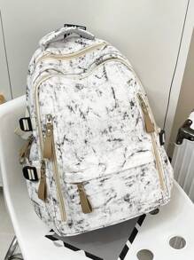 Casual Large Capacity Colorblock Multi-Pocket Functional Backpack, Unisex College Style Student Book Bag Suitable For School, Study, Shopping, Travel, Back To School