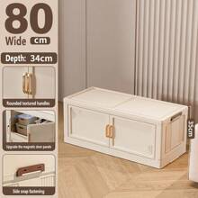 Foldable Multi-Tier Storage Box, Double Door Storage Cabinet For Clothes, Books, Snacks In Bedroom, Living Room, Cream Color