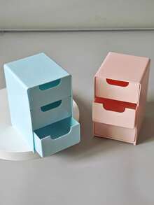 1 pieza Caja de almacenamiento de escritorio pequeña, organizador de muebles para accesorios, cosméticos, joyería - Blanco - Ver 10