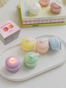 1 pièce Bougie décorative artisanale en forme de macaron, cadeau de mariage et de nouvel an, décoration de chambre, cadeaux - Multicolore - Voir 3