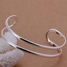 Pulsera de plata de ley 925 de alta calidad con doble línea, ajustable, para hombre y mujer, joyería de moda para fiesta, boda y uso diario