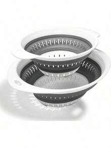 1 件可折叠滤锅和过滤器，硅胶滤锅和食物过滤器，适用于蔬菜和水果，厨房必需品 - 灰色 - 查看 3