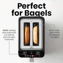 Tostadora digital de 2 rebanadas, 6 configuraciones de tono, control de pantalla táctil, ranuras extra anchas para pan grueso y bagels, +10 segundos, descongelación, bandeja - Acero Inoxidable - Ver 9