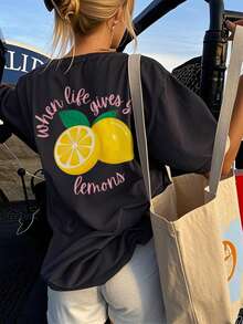 1pc Young Girls Casual Letter Graphic Print Crew Neck Short Sleeve T-Shirt, Summer Student Clothing With Inspiring Imaginative English Text Design - Black - View 7