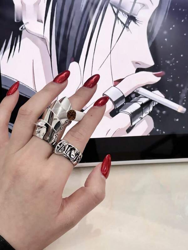 1 Stück modischer Panzerring, verstellbarer offener Metallring, Punk Gürtelschnallen Ring