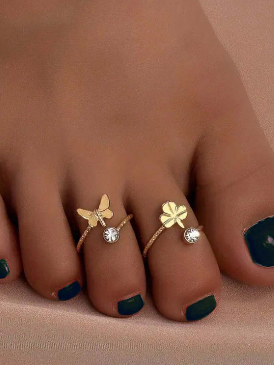 1pc Ladies' Sexy Foot Ring, Fashionable And Simple Butterfly Clover ...