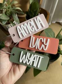 Personalized Name Bag Charms, With Custom Names, Back To School Bag Accessories, Unique Letter Label Design, Fresh Button Colors, Halloween And Christmas Gifts For Family And Friends