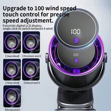 1pc 1200mAh New Desktop High-Speed Fan, Fashionable USB Multi-Function Smart Display Home Wall-Mounted High Airflow Small Fan - Clip Type-milky Apricot - View 9