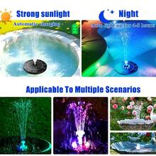 Solar Water Fountain Bird Bath For Outside - 3.5W With LED Colorful Lights, 3000mAh Battery, Multiple Nozzles - Universal For Outdoor Bird Baths, Gardens, Ponds, Fish Tanks, Aquariums & Pools - S-A4 - 查看 3