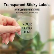 Round Circle Thermal Label Compatible With Phomemo M110/M150/M221/M220/M120/M200/M250 Label Printer, 1.96" X 1.96" 50x50 Mm, 140 Labels/Roll, Black On Transparent, 100% Compatible List:SUPVAN T50M Pro, Phomemo M110/M220, NETUM P1, MARKLIFE P50, CLABEL 221B/220B, PUQU AQ20/Q1, NetumScan G5, B3S, PUQU AQ20/Q1 School Supplies, Back To School