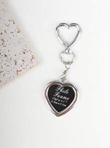 1pc Unisex Apple Heart Shaped Key Chain, Photo Frame Keyring, Personalized Couple's Memorabilia, Bag Pendant