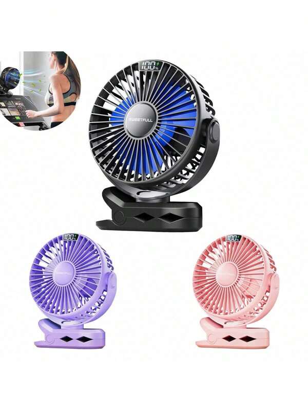 Mini ventilatore ricaricabile da 500mAh, ventilatore con molletta girevole a 320°, con luce notturna, portatile per ufficio, camera da letto, dormitorio, esterno, consegna a colore casuale