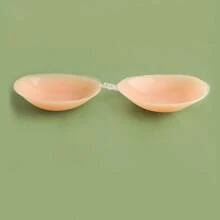 Transparent Silicone Chest Patch For Swimsuits+Apricot Colored Silicone Chest Patch, Bikinis, Push-Up, Invisible, Waterproof, Silicone Bra With Transparent Breast Pads, Small Chest Gathered, Silicone Waterproof, Thick, Swimming Swimsuit Straps, Dress Nipple Stickers