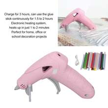 Pistola de pegamento caliente inalámbrica portátil, recargable por USB Pistola de pegamento eléctrica antiquemaduras con 30 barras de pegamento para reparaciones en el hogar, la escuela y la oficina - Tecnología a prueba de fugas, de 1 a 2 minutos para calentarse - Rosa - Ver 1