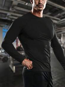 YINGHU Men's Compression Shirt, Long Sleeve, Sports Base Layer, Workout Activewear, Running