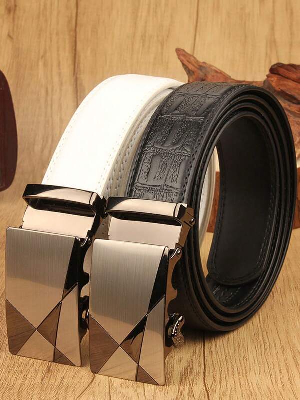 Minimalist Ins Style Skinny Belt With Smooth Metal Buckle, Versatile For Jeans, Suits, Skirts, Slimming, Business/Casual Wear, Diamond Pattern PU Leather Waist Belt, Unisex All Season