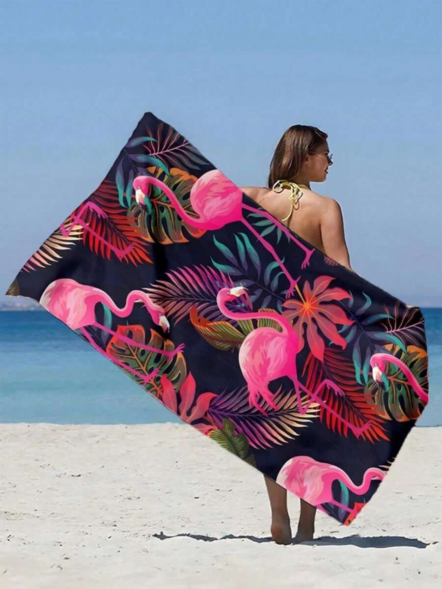 1 Pezzo Asciugamano da spiaggia con fenicottero rosa, ad asciugatura rapida, leggero e sottile, asciugamano da bagno, da uomo e donna, da viaggio, per piscina, yoga, palestra, anti-sabbia e assorbente