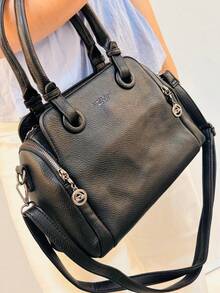 Women's Medium Trunk Bag, Hand Strap And Crossbody Bag With 2 Handles - 黑色 - 查看 1