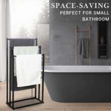 Black/White 3 Tier Free Standing Towel Rail Stand Unit Rack Storage Bathroom - Black - View 4