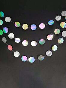 26.24 英尺/800 厘米 - 13.12 英尺/400 厘米 - 彩虹色派对装饰圆形花环 - 悬挂浮动背景 - 独角兽美人鱼生日派对用品 - 婚礼订婚单身派对欣快迪斯科舞蹈 - 情人节装饰 - 鐳射 - 查看 8