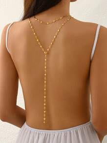 1pc European Style Luxury Hollow Heart Layered Tassel Y-Shaped Necklace For Women
