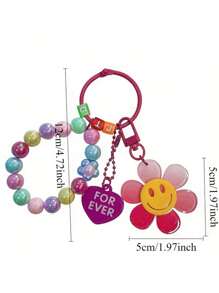 1 Stück modischer Sonnenblumen-Schlüsselanhänger in Dopamin-inspirierten Bonbonfarben - Acryl-Perlen-Anhänger für Auto & Tasche, perfektes Geschenk für Frauen