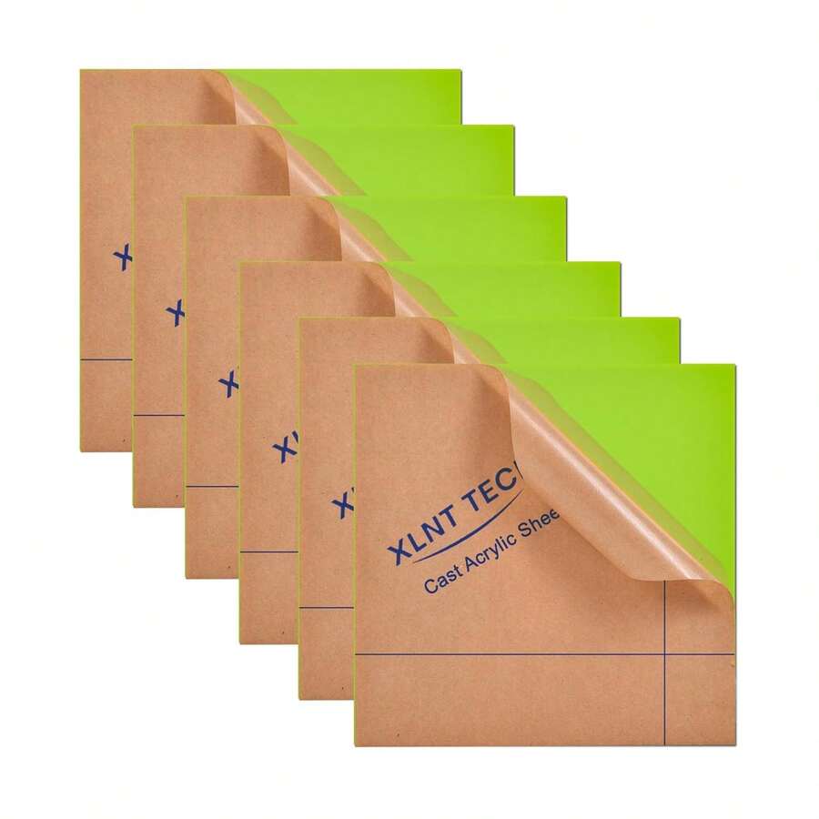 6 PCS Apple Green Cast Acrylic Sheet 1/8 Thick 8 X 8 Inch, Opaque Acrylic Sheets For Laser Engraving And Cutting Signs, Light Box, UV Printting, DIY Projects. - 綠色 - 查看 1