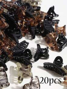 20pcs Mini Cross Claw Clips, Brown Small Hair Clips For Bangs And Ribbons (Random Color) Hair Accessories Elegant Hair Claw Fall Winter For Vacation Outfits Woman - Mixed Color Ribbon Small Hair Claws - View 7