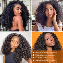 Full 250% KInky Curly Pre Plucked Hd Lace Frontal Wig Brazilian 38 40 Inches Transparent Jerry Curly 13x4 Lace Front Natural Black Curly Human Hair Wigs For Women - Natural Black - 查看 8