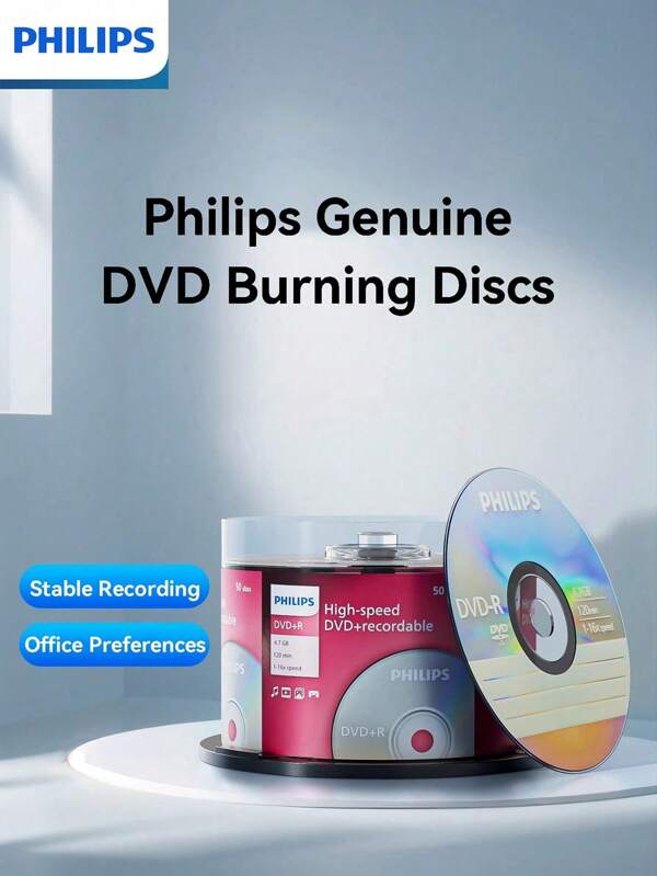 PHILIPS أقراص DVD+R الموثوقة والمتينة من فيليبس يمكن استخدامها للنسخ الاحتياطي طويل الأمد وأرشفة الملفات والبيانات والصور والفيديوهات الخاصة بالكمبيوتر. إنها تدعم التسجيل المتعدد وتعتبر مساعد جيد لإدارة البيانات الشخصية والتخزين في المكاتب المؤسسية.