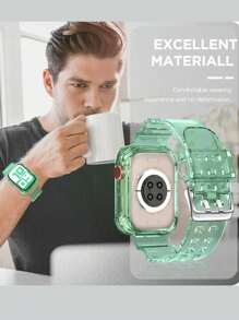 Correa deportiva transparente 2 en 1 con funda amortiguadora compatible con de 40 mm, 41 mm, 42 mm, 38 mm, 44 mm, 45 mm, 46 mm, 49 mm, correa transparente de TPU para mujeres y hombres compatible con iWatch SE, Ultra, Series 10, 9, 8, 7, 6, 5, 4, 3, 2, 1