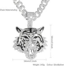 Men's Shiny Cuban Chain Necklace, Miami Style Silver Plated Gold Plated Shiny Necklace, Hop Necklace - 老虎-銀色 - 查看 2