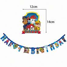 Paw Patrol 1 Sets Of Cartoon Dog Patrol Team Cake With Flags, Wangwang Team Themed Birthday Cake With Tags And Banners, Suitable For Wangwang Team Themed Parties, Birthday Banquets, Picnic Parties (Random Style)