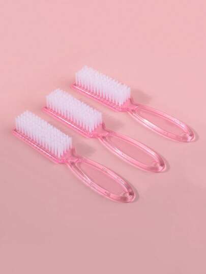 Transparent Long Handle Nail Brush With Handle Manicure Plastic Dust Removal Brush Multifunctional Soft Hair Straight Handle Dust Nail Brush Square Head Nail Brush Dust Brush Transparent Plastic Transparent Color 2 Pieces Pink