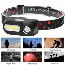 Wiederaufladbarer Hochleistungs-Stirnlampe für den Außenbereich, langanhaltend LED-COB-Licht für Nachtläufe, Radfahren, Camping, Angeln, Inspektion und Notfälle. (Batterien nicht enthalten)